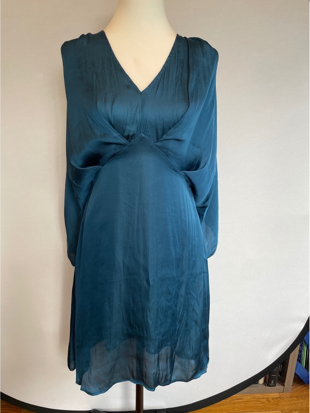 Strut & Bolt Dark Teal Dolman Sleeve V-Neck Flowy Dress Small New With Tags